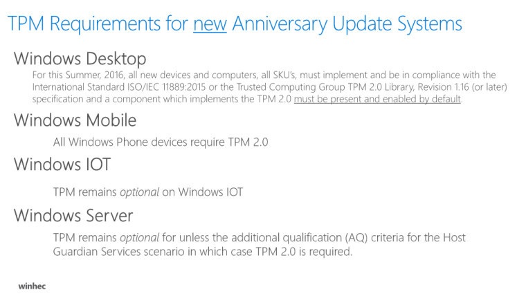 Windows 10 TPM requirements